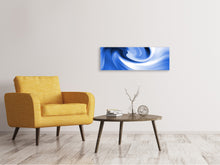 Laden Sie das Bild in den Galerie-Viewer, Leinwandbild Panorama Abstrakte blaue Welle