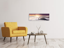 Laden Sie das Bild in den Galerie-Viewer, Leinwandbild Panorama Sonnenaufgang Winterlandschaft