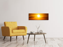 Laden Sie das Bild in den Galerie-Viewer, Leinwandbild Panorama Sonnenuntergang See