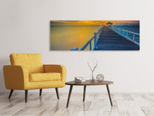 Laden Sie das Bild in den Galerie-Viewer, Leinwandbild Panorama Eine Holzbrücke im fernen Osten