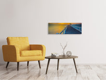 Laden Sie das Bild in den Galerie-Viewer, Leinwandbild Panorama Eine Holzbrücke im fernen Osten