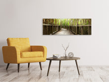 Laden Sie das Bild in den Galerie-Viewer, Leinwandbild Panorama Hölzerne Brücke