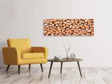 Laden Sie das Bild in den Galerie-Viewer, Leinwandbild Panorama Birkenstapel