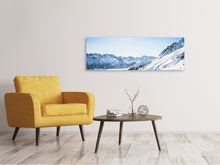 Laden Sie das Bild in den Galerie-Viewer, Leinwandbild Panorama Bergpanorama im Schnee