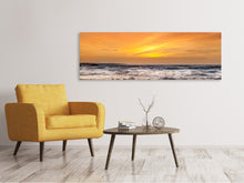 Laden Sie das Bild in den Galerie-Viewer, Leinwandbild Panorama See mit Sonnenuntergang