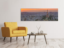 Laden Sie das Bild in den Galerie-Viewer, Leinwandbild Panorama Skyline Paris bei Sonnenuntergang