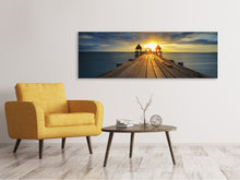 Laden Sie das Bild in den Galerie-Viewer, Leinwandbild Panorama Der Sonnenuntergang bei der Holzbrücke