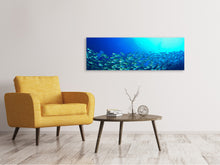 Laden Sie das Bild in den Galerie-Viewer, Leinwandbild Panorama Fischschwarm