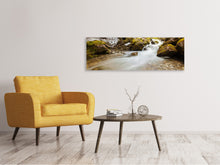 Laden Sie das Bild in den Galerie-Viewer, Leinwandbild Panorama Herabstürzender Bach
