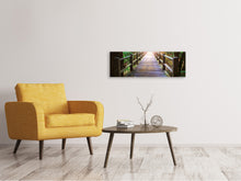 Laden Sie das Bild in den Galerie-Viewer, Leinwandbild Panorama Die Brücke im Wald