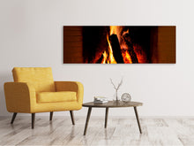 Laden Sie das Bild in den Galerie-Viewer, Leinwandbild Panorama Feuer im Kamin