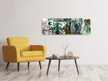 Laden Sie das Bild in den Galerie-Viewer, Leinwandbild Panorama Graffiti im Hinterhof