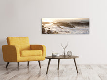 Laden Sie das Bild in den Galerie-Viewer, Leinwandbild Panorama Meeresbrandung