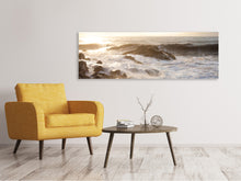 Laden Sie das Bild in den Galerie-Viewer, Leinwandbild Panorama Meeresbrandung