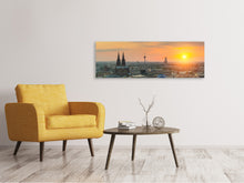 Laden Sie das Bild in den Galerie-Viewer, Leinwandbild Panorama Skyline Köln bei Sonnenuntergang