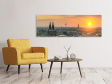 Laden Sie das Bild in den Galerie-Viewer, Leinwandbild Panorama Skyline Köln bei Sonnenuntergang
