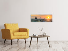 Laden Sie das Bild in den Galerie-Viewer, Leinwandbild Panorama Skyline Köln bei Sonnenuntergang