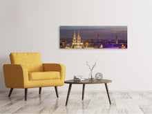 Laden Sie das Bild in den Galerie-Viewer, Leinwandbild Panorama Skyline Kölner Dom bei Nacht
