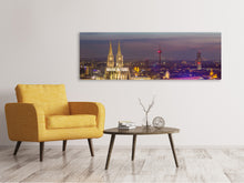 Laden Sie das Bild in den Galerie-Viewer, Leinwandbild Panorama Skyline Kölner Dom bei Nacht