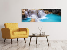 Laden Sie das Bild in den Galerie-Viewer, Leinwandbild Panorama Glücklicher Wasserfall