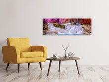 Laden Sie das Bild in den Galerie-Viewer, Leinwandbild Panorama Paradiesischer Wasserfall