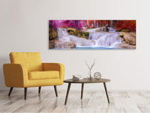 Laden Sie das Bild in den Galerie-Viewer, Leinwandbild Panorama Paradiesischer Wasserfall