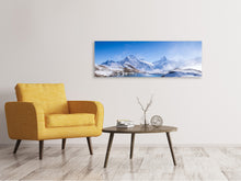Laden Sie das Bild in den Galerie-Viewer, Leinwandbild Panorama Sonnenterrasse am Schweizer Bergsee