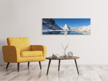 Laden Sie das Bild in den Galerie-Viewer, Leinwandbild Panorama Der Riffelsee am Matterhorn