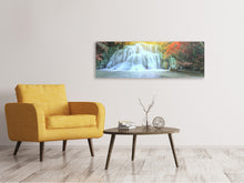 Laden Sie das Bild in den Galerie-Viewer, Leinwandbild Panorama Wasserfall im Licht