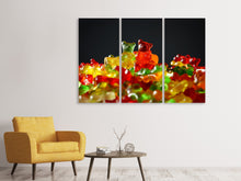 Laden Sie das Bild in den Galerie-Viewer, Leinwandbild 3-teilig Bunte Gummibärchen
