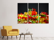 Laden Sie das Bild in den Galerie-Viewer, Leinwandbild 3-teilig Bunte Gummibärchen