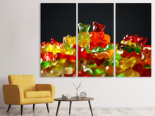 Laden Sie das Bild in den Galerie-Viewer, Leinwandbild 3-teilig Bunte Gummibärchen