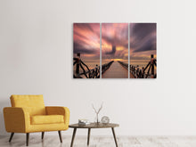 Laden Sie das Bild in den Galerie-Viewer, Leinwandbild 3-teilig Spektakulärer Sonnenuntergang auf der Brücke