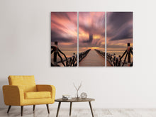 Laden Sie das Bild in den Galerie-Viewer, Leinwandbild 3-teilig Spektakulärer Sonnenuntergang auf der Brücke