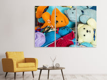 Laden Sie das Bild in den Galerie-Viewer, Leinwandbild 3-teilig Gestrickte Teddys