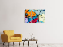 Laden Sie das Bild in den Galerie-Viewer, Leinwandbild 3-teilig Gestrickte Teddys