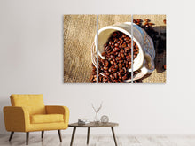 Laden Sie das Bild in den Galerie-Viewer, Leinwandbild 3-teilig Kaffeebohnen in der Tasse