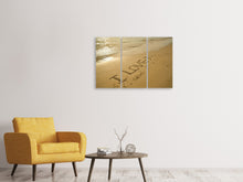 Laden Sie das Bild in den Galerie-Viewer, Leinwandbild 3-teilig Zeichen im Sand