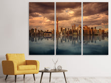 Laden Sie das Bild in den Galerie-Viewer, Leinwandbild 3-teilig Toronto in der Abenddämmerung