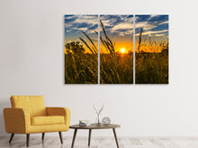 Laden Sie das Bild in den Galerie-Viewer, Leinwandbild 3-teilig Der Sonnenuntergang auf dem Feld