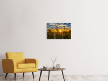 Laden Sie das Bild in den Galerie-Viewer, Leinwandbild 3-teilig Der Sonnenuntergang auf dem Feld