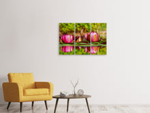 Laden Sie das Bild in den Galerie-Viewer, Leinwandbild 3-teilig Rotes Seerosen Trio