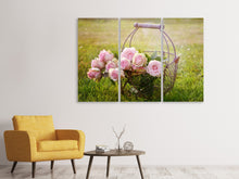 Laden Sie das Bild in den Galerie-Viewer, Leinwandbild 3-teilig Ein Korb voller Rosen