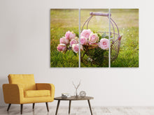Laden Sie das Bild in den Galerie-Viewer, Leinwandbild 3-teilig Ein Korb voller Rosen