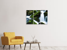 Laden Sie das Bild in den Galerie-Viewer, Leinwandbild 3-teilig Wilder Wasserfall