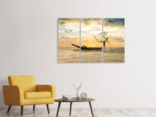 Laden Sie das Bild in den Galerie-Viewer, Leinwandbild 3-teilig Kunstvoller Fischer
