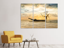 Laden Sie das Bild in den Galerie-Viewer, Leinwandbild 3-teilig Kunstvoller Fischer