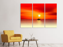 Laden Sie das Bild in den Galerie-Viewer, Leinwandbild 3-teilig Ein Fischer im Sonnenuntergang