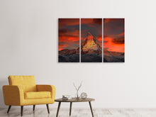 Laden Sie das Bild in den Galerie-Viewer, Leinwandbild 3-teilig Berge der Schweiz bei Sonnenuntergang