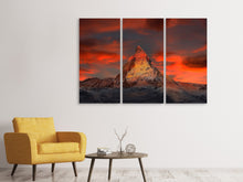 Laden Sie das Bild in den Galerie-Viewer, Leinwandbild 3-teilig Berge der Schweiz bei Sonnenuntergang
